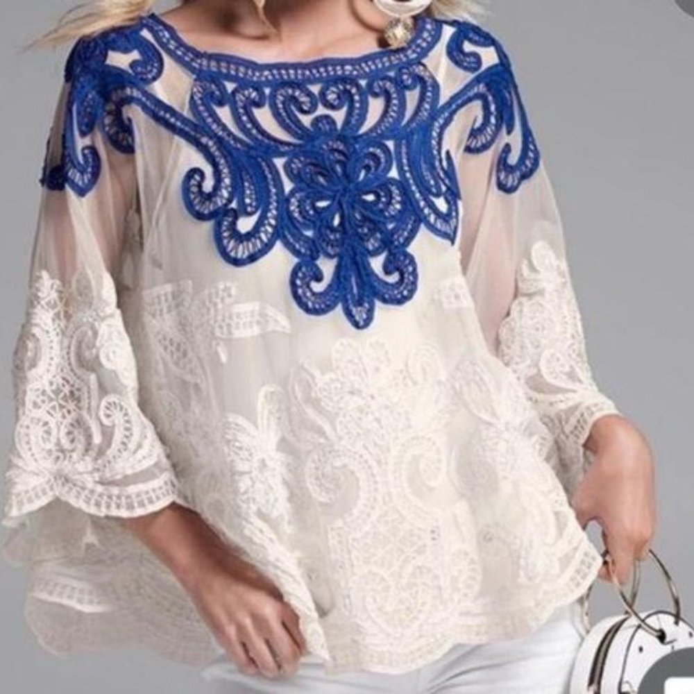 Embroidered sheer blouse